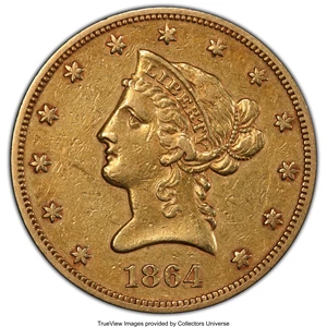 image for: 1864 $10 XF45 PCGS....