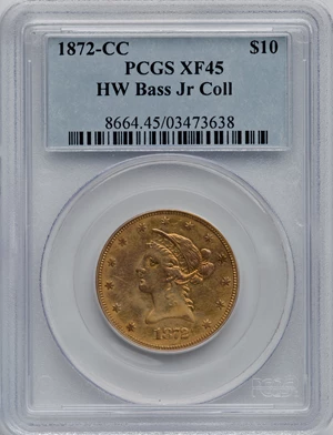 image for: 1872-CC $10 XF45 PCGS. Variety 1-B....