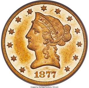image for: 1877 $10 AU55 PCGS....