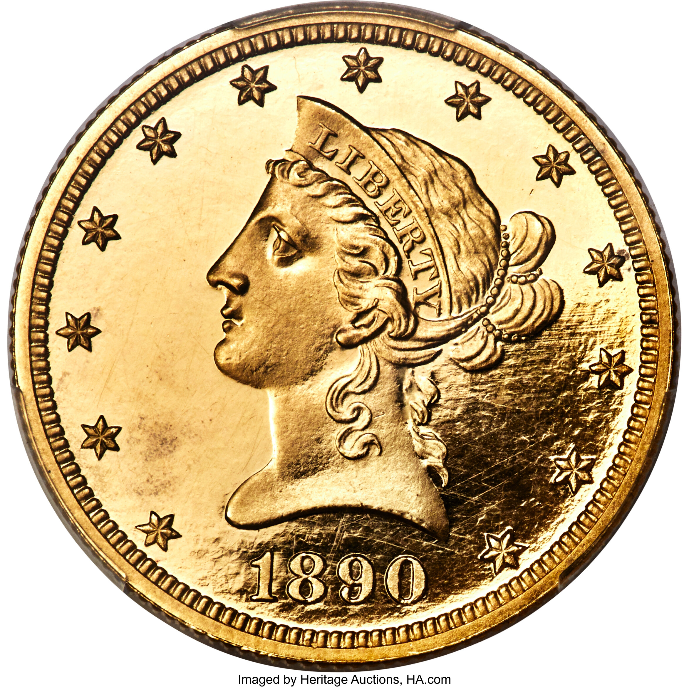 image for: 1890 $10 PR64 Deep Cameo PCGS. CAC. JD-1, Low R.6....