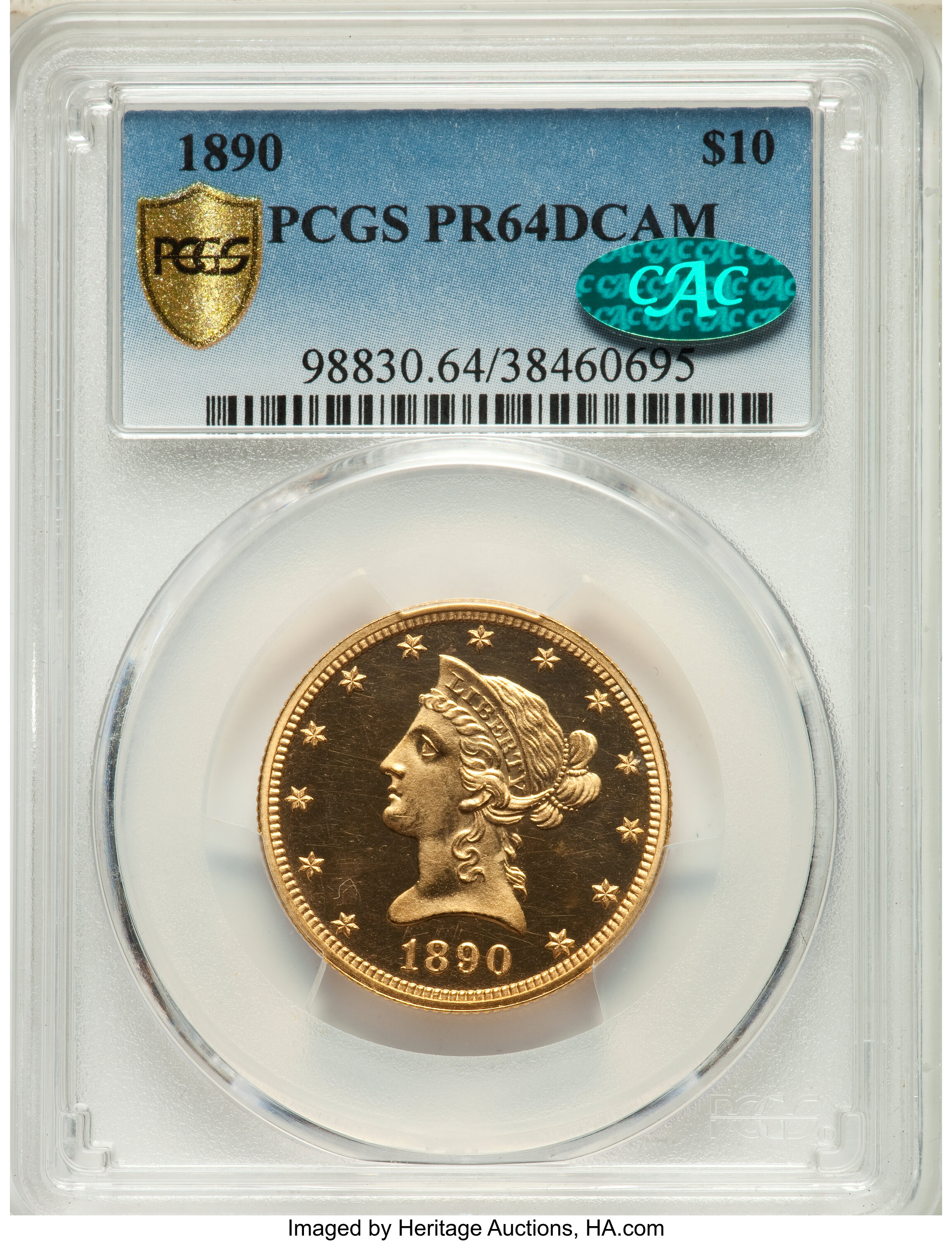 image for: 1890 $10 PR64 Deep Cameo PCGS. CAC. JD-1, Low R.6....