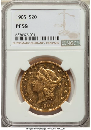 image for: 1905 $20 PR58 NGC. JD-1, High R.4....