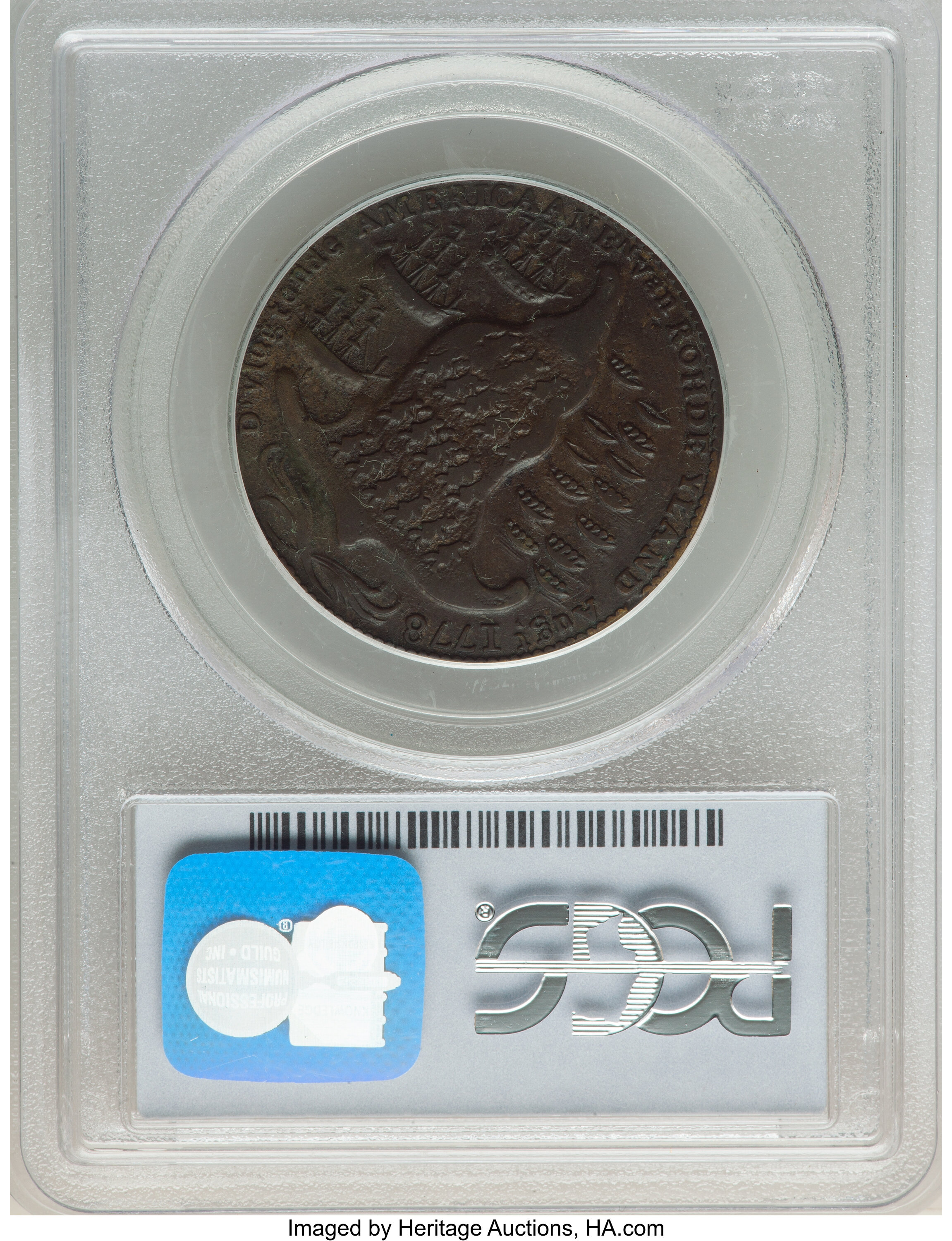 image for: 1778-1779 Rhode Island Ship Token, Wreath Below, Brass, AU50 PCGS. Betts-563, W-1740, R.3....