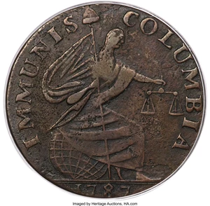 image for: 1787 Immunis Columbia, Eagle Reverse, XF40 PCGS. W-5680, High R.4....