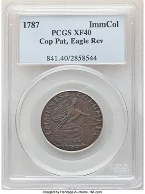 image for: 1787 Immunis Columbia, Eagle Reverse, XF40 PCGS. W-5680, High R.4....