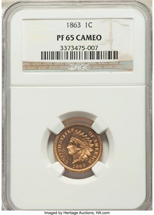 image for: 1863 1C PR65 Cameo NGC....