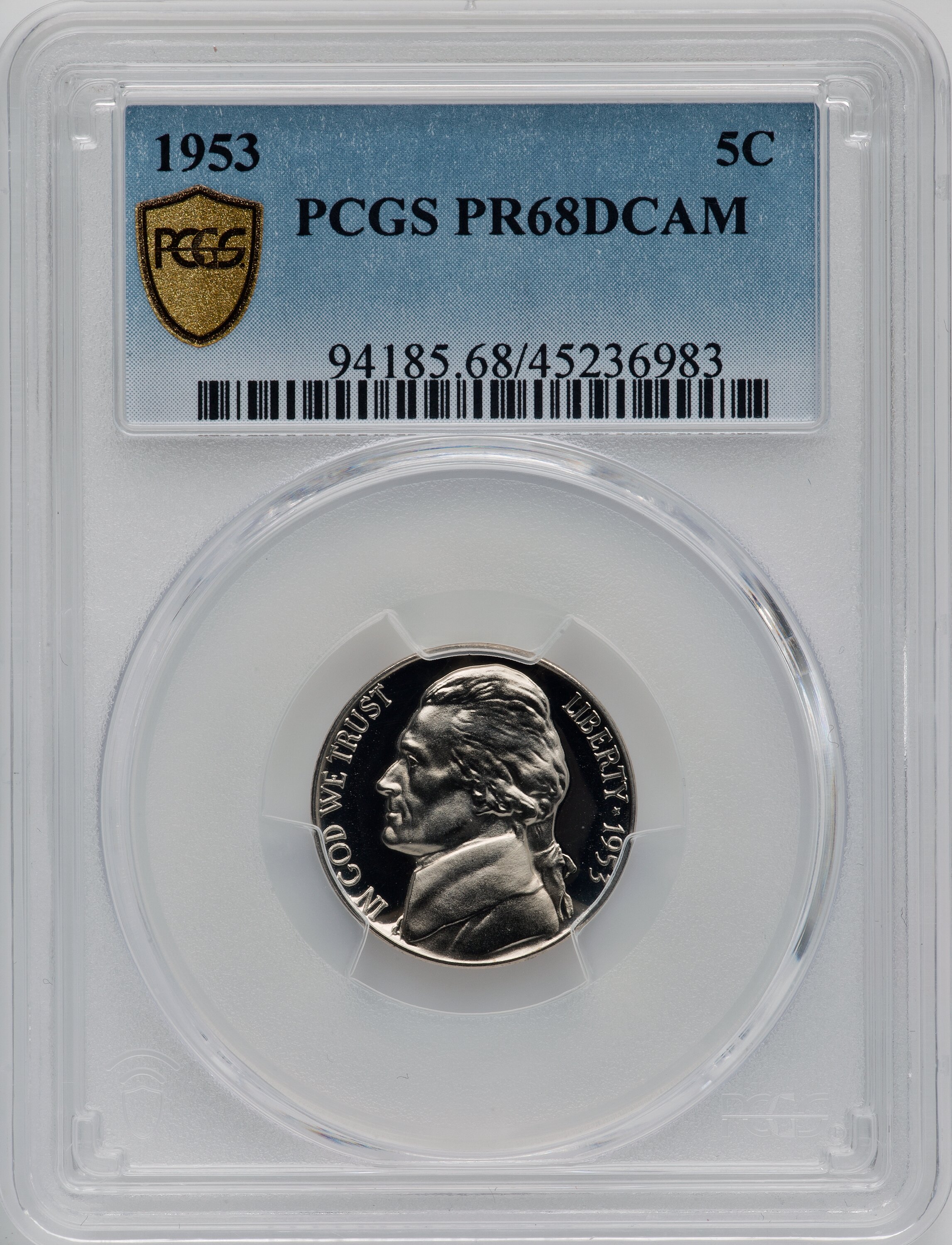 image for: 1953 5C PR68 Deep Cameo PCGS....