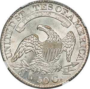 image for: 1828 50C Square Base 2, Small 8s, Large Letters, O-116, R.2, MS64 NGC....
