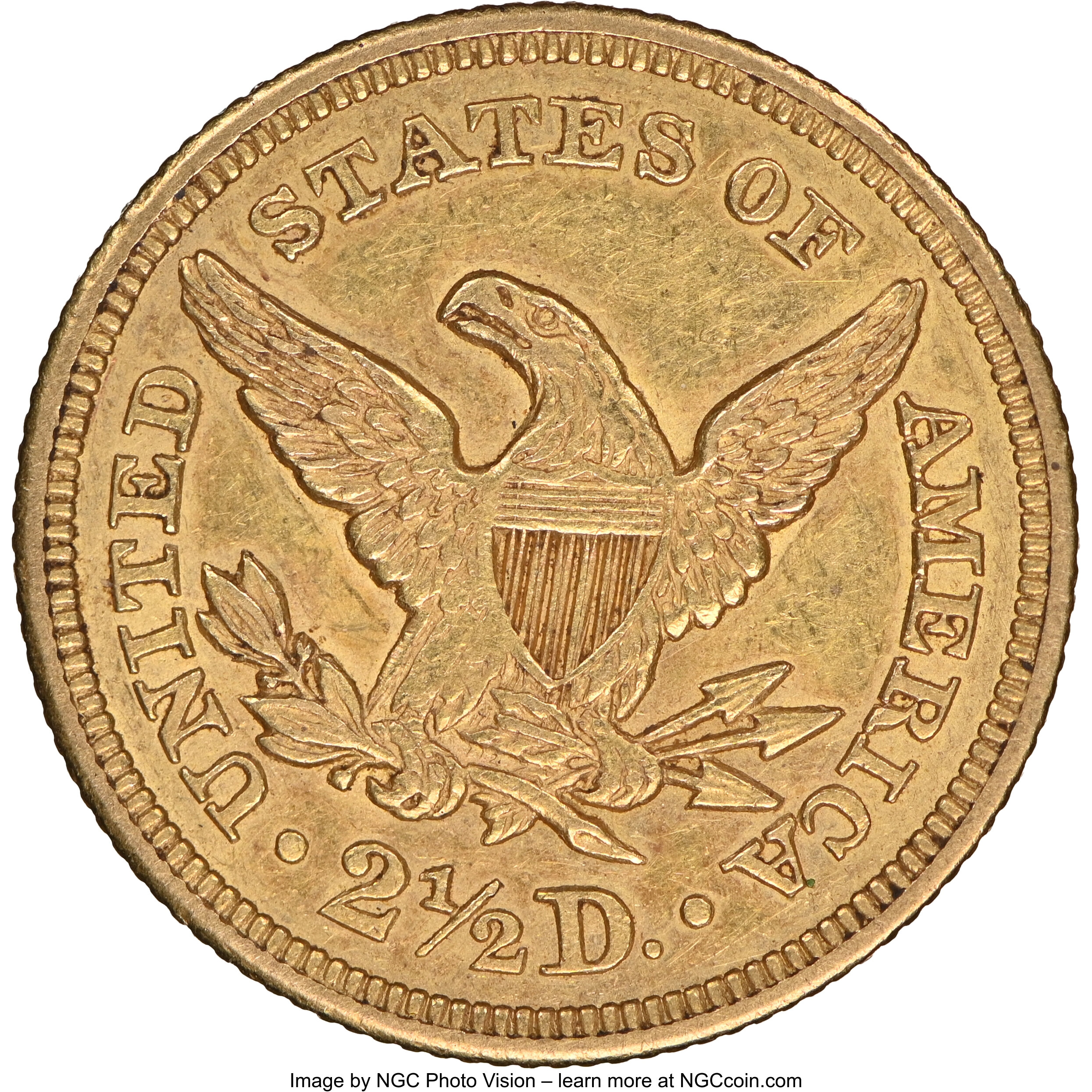 image for: 1844 $2 1/2 AU58 NGC....