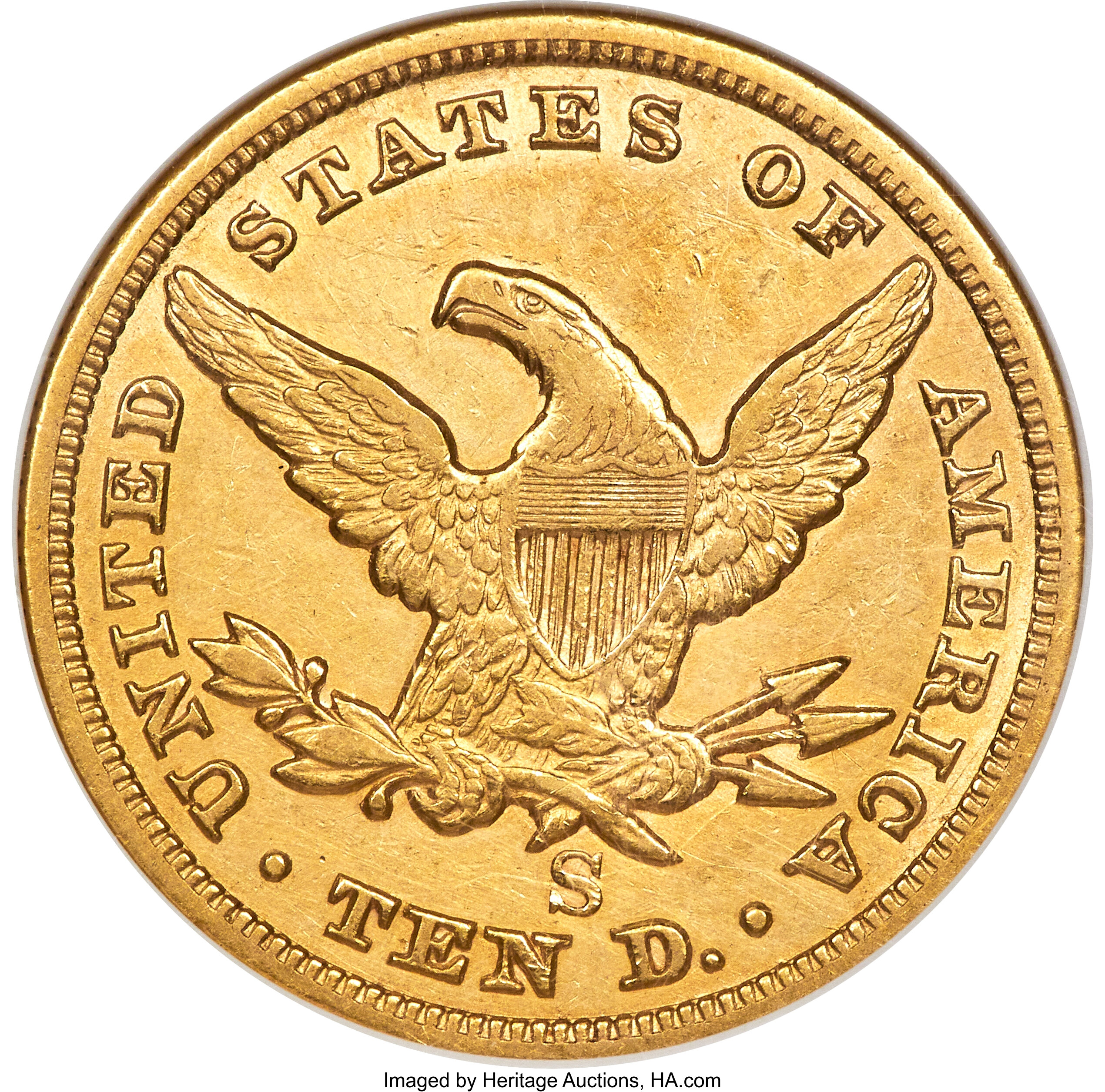 image for: 1865-S $10 -- Cleaned -- ANACS. AU Details, Net XF40....