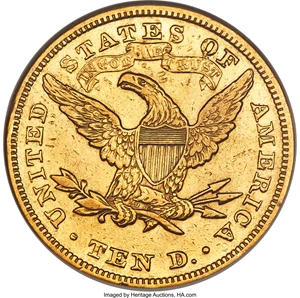 image for: 1876 $10 -- Cleaned -- ANACS. XF Details, Net VF20....