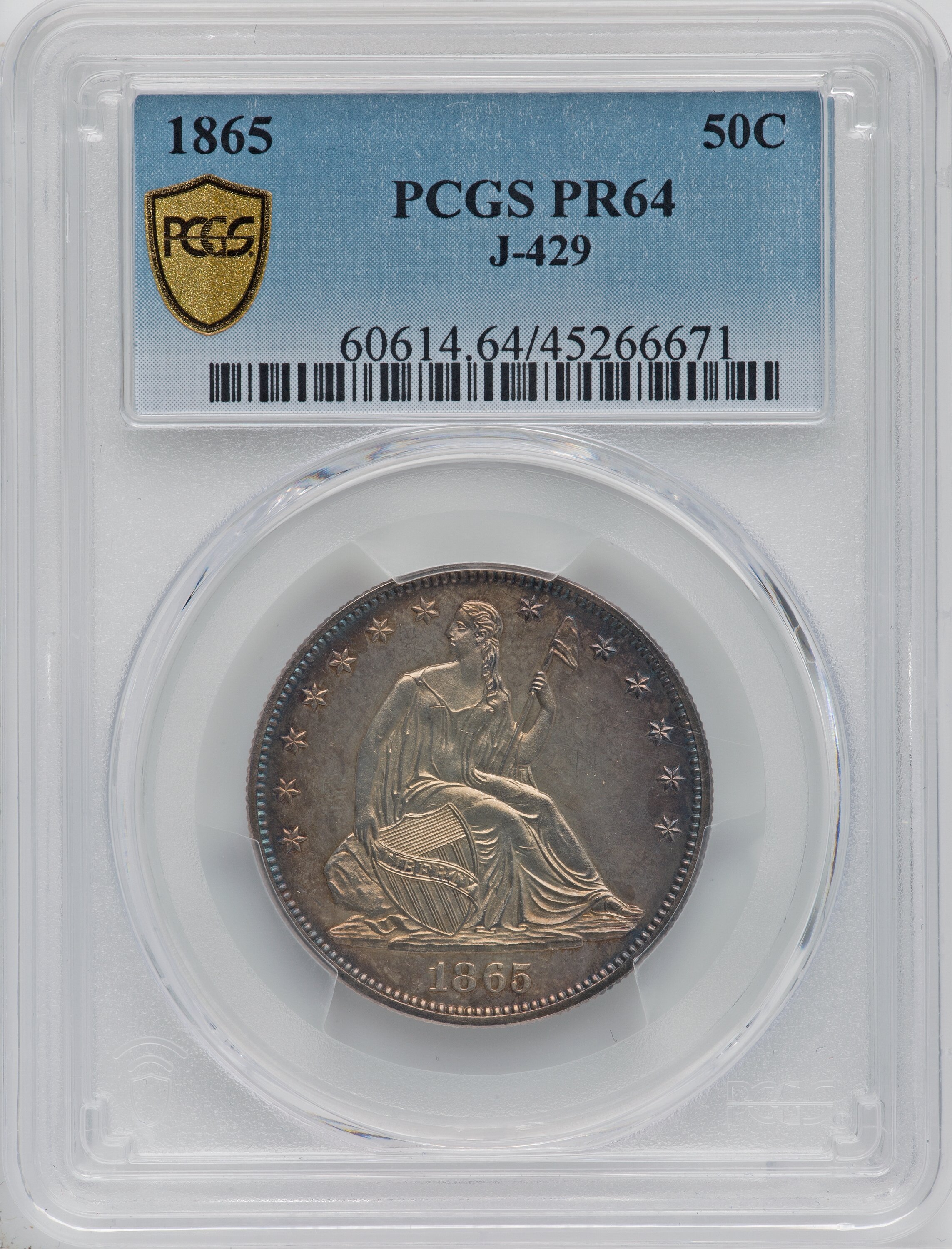 image for: 1865 50C Half Dollar, Judd-429, Pollock-502, Low R.7, PR64 PCGS....