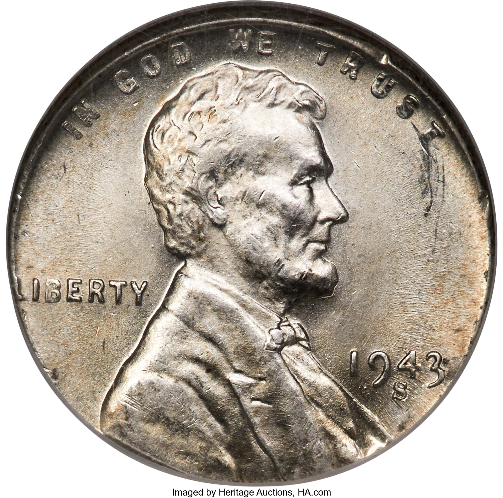 1943-S 1C Lincoln Cent -- Struck on a Dime Planchet -- MS61 NGC. ...