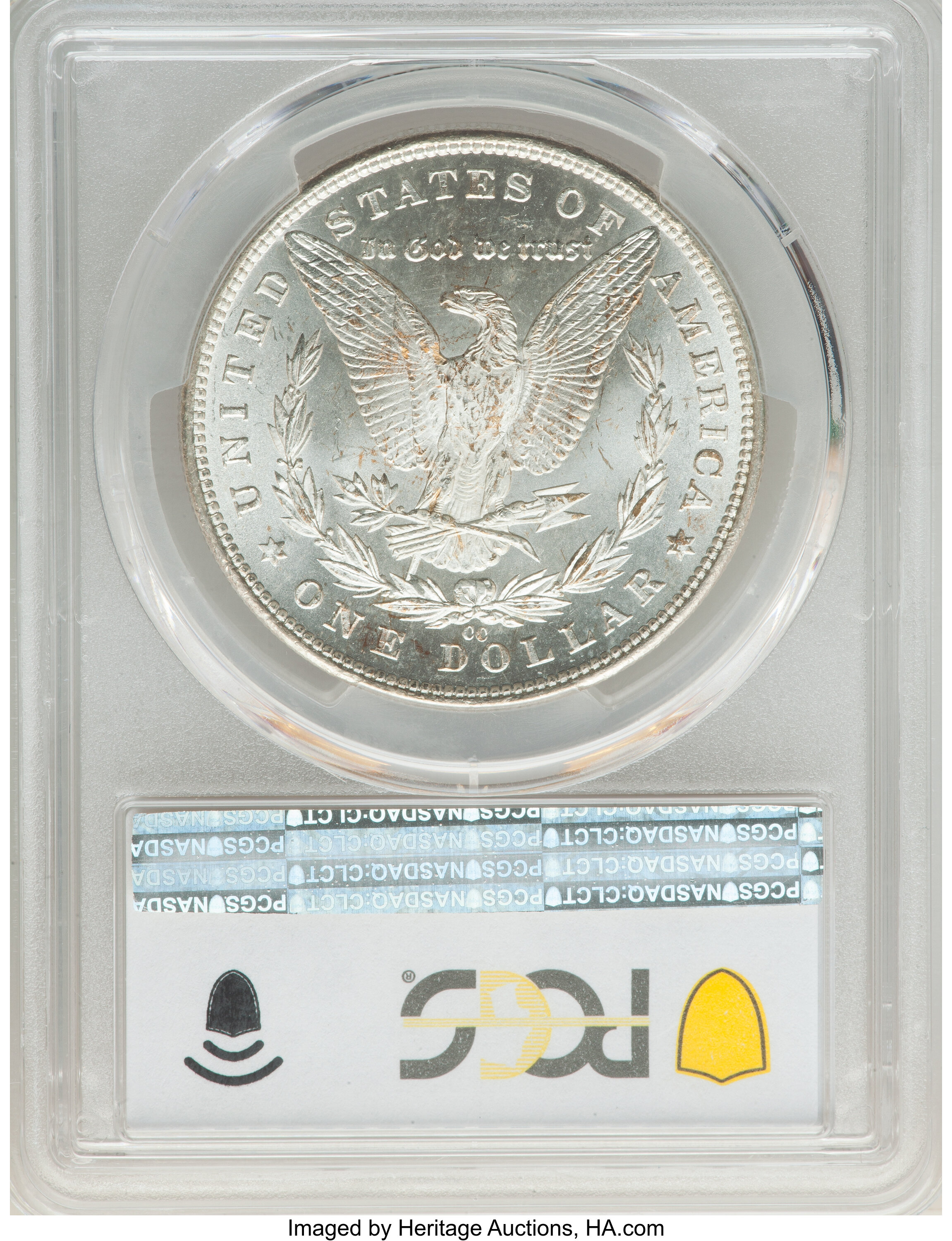 image for: 1890-CC $1 Tail Bar, VAM-4, MS63 PCGS. A Top 100 Variety. PCGS Population: (7/1 and 2/2+). NGC Census: (71/55 and 3/1+). CD...