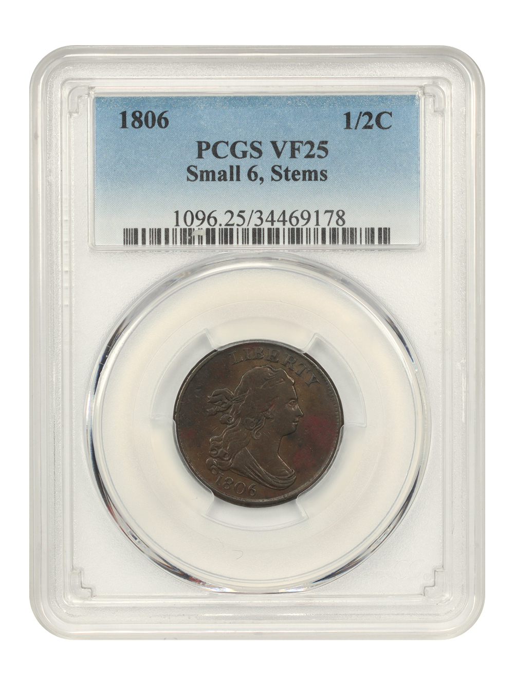 1806 1/2c Small 6, Stems MS BN VF25 BN CAC thumbnail 3