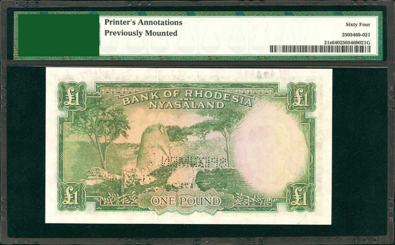 image for: Rhodesia and Nyasaland  1 pound(B102b71)