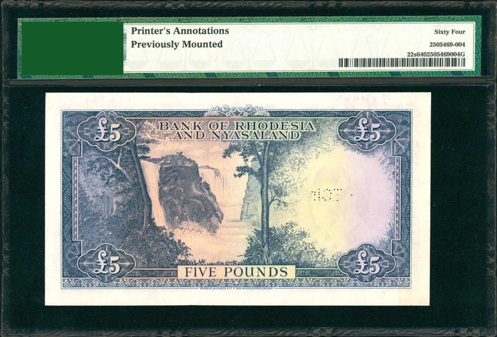 image for: Rhodesia and Nyasaland  5 pounds(B103a7as)