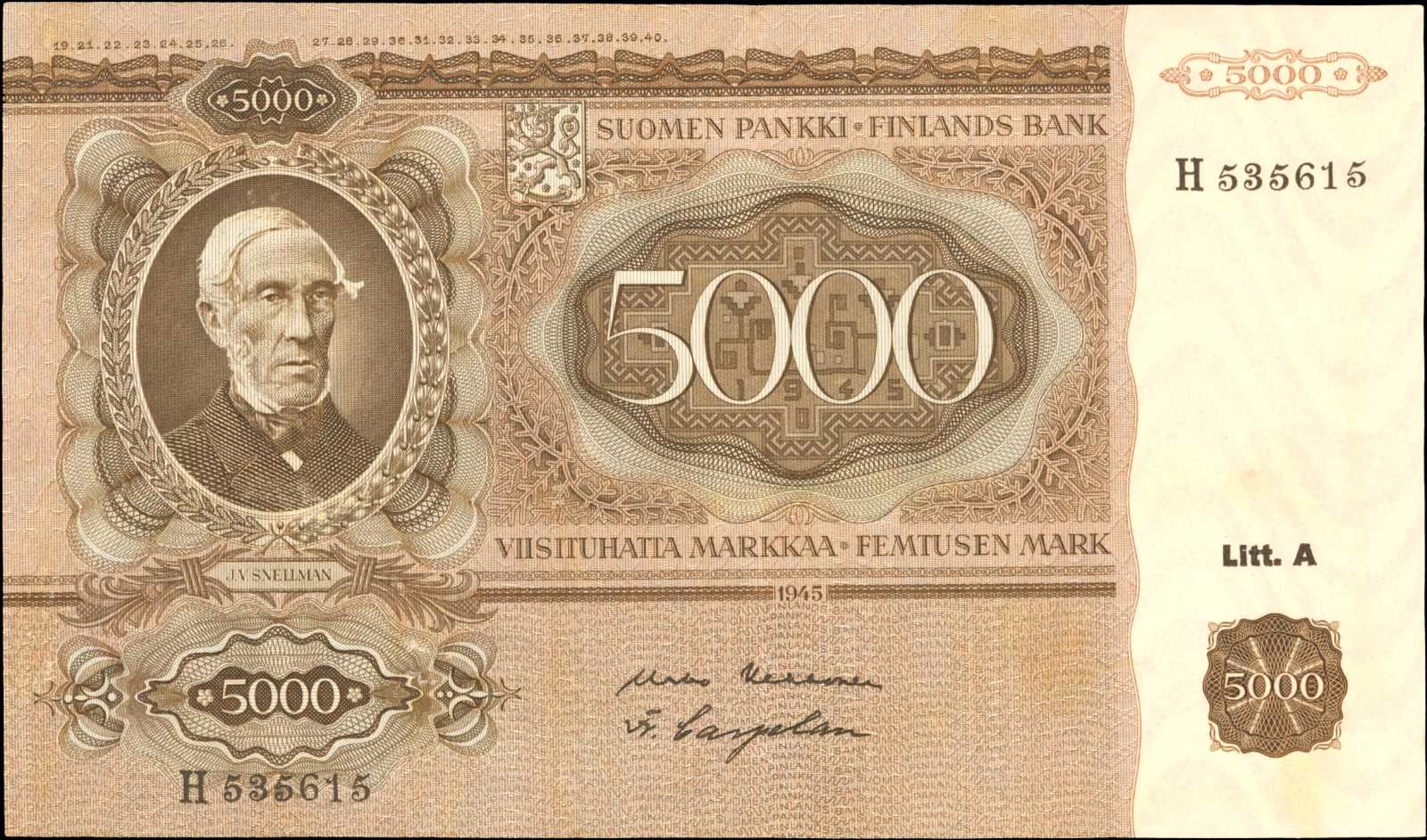 image for: Finland  5,000 markkaa / mark (B378as)