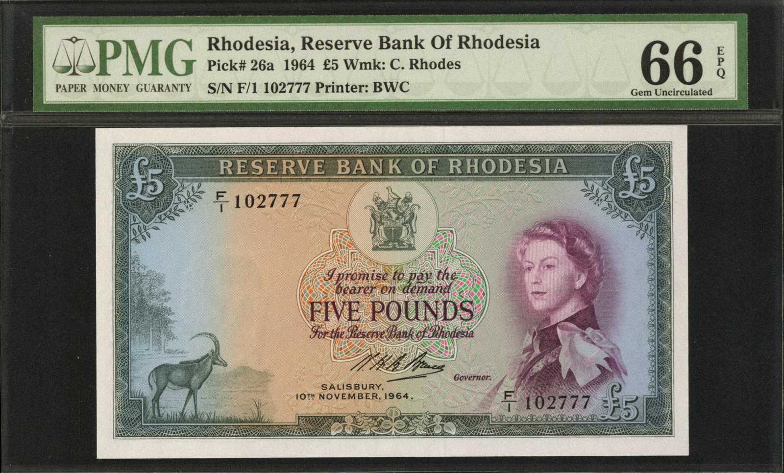 image for: Rhodesia  5 pounds(B103a)