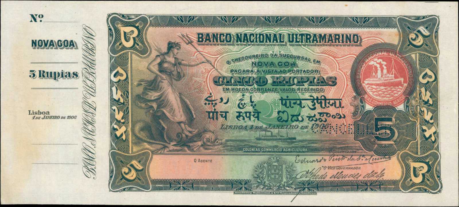 image for: Portuguese India  5 rupias (B301p)