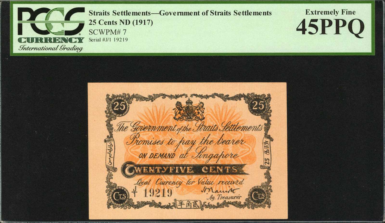 image for: Straits Settlements  25 cents(B116as)