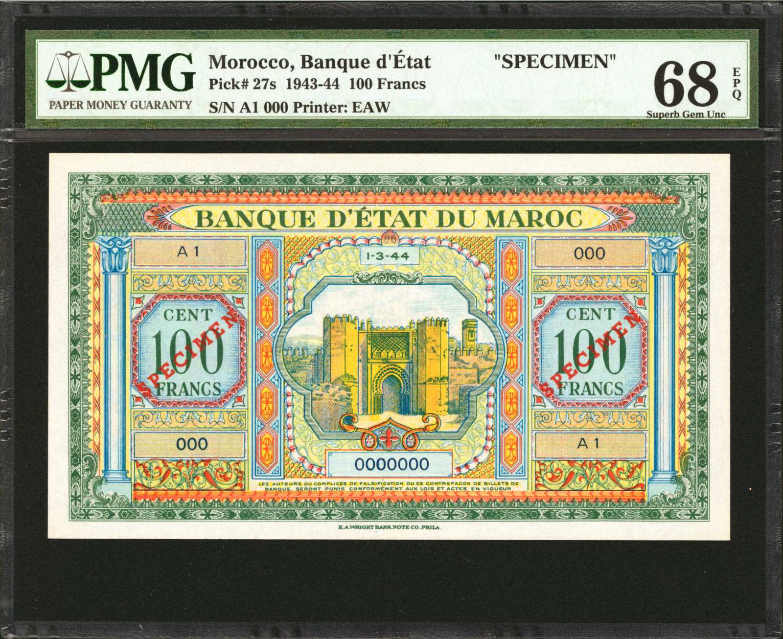image for: Morocco  100 francs(B221c)
