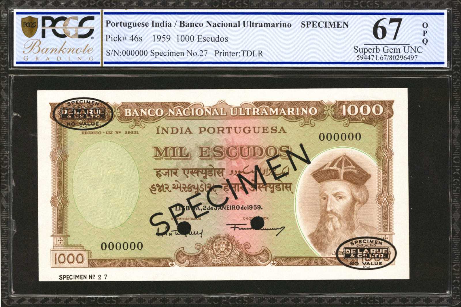 image for: Portuguese India  1,000 escudos(B335f)