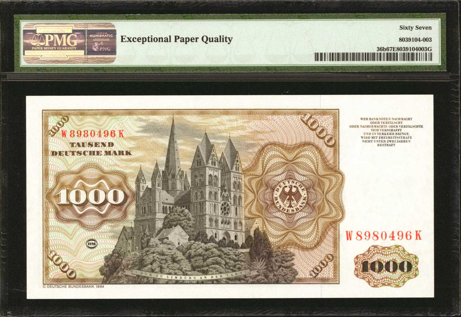 image for: Germany, Federal Republic of  1,000 deutsche mark (B207b)
