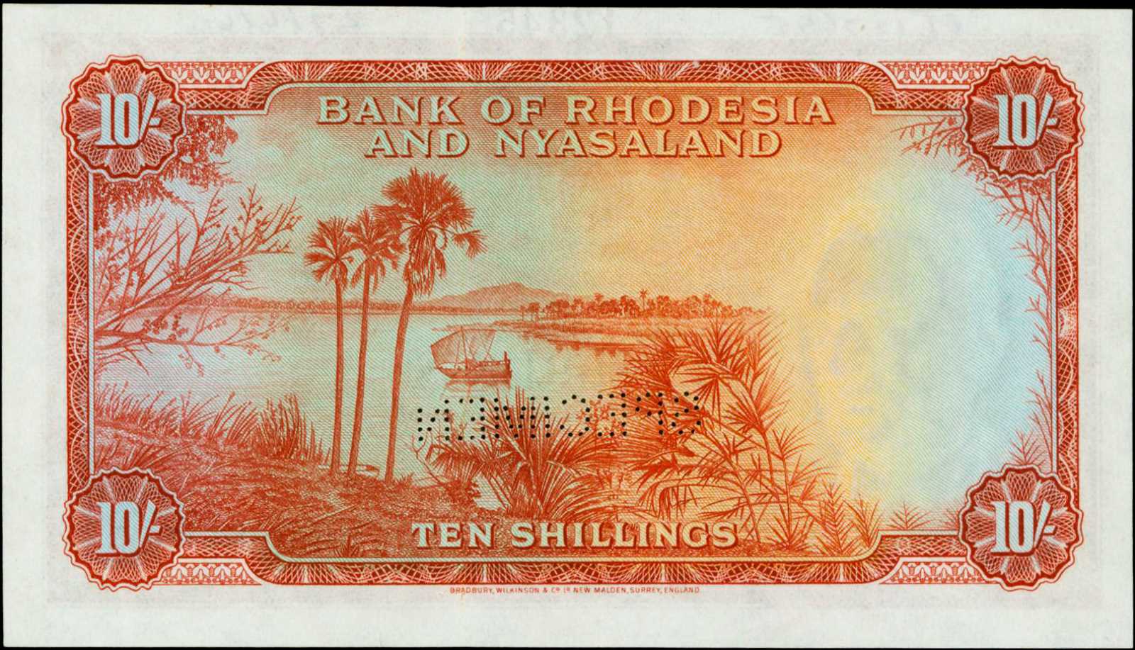 image for: Rhodesia and Nyasaland  10 shillings(B101b38)