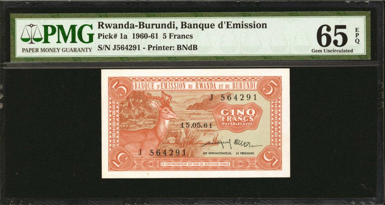 image for: Rwanda and Burundi  5 francs(B101b)
