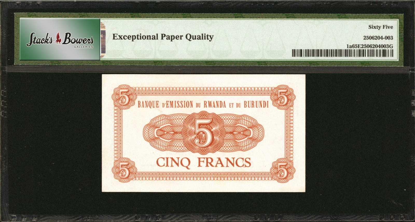 image for: Rwanda and Burundi  5 francs(B101b)