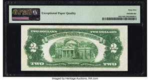 image for: Low Serial Number 581 Fr. 1501* $2 1928 Legal Tender Star Note. PMG Gem Uncirculated 65 EPQ....