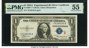 image for: Fr. 1609* $1 1935A R Silver Certificate. PMG About Uncirculated 55....