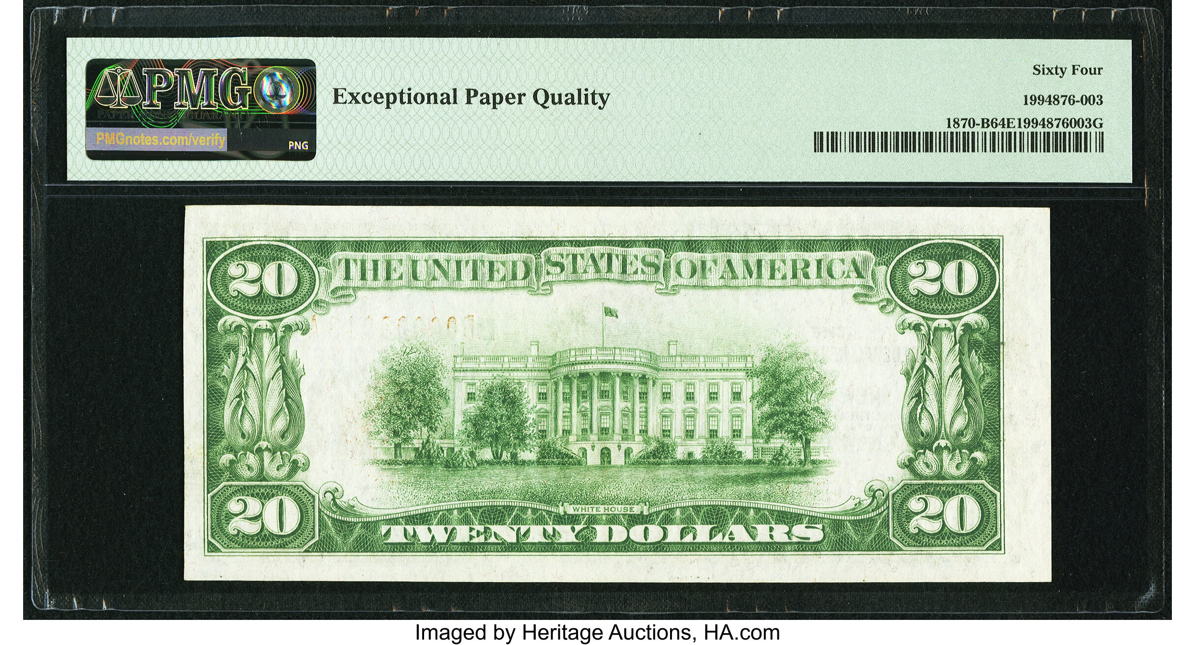 image for: Low Serial Number 13 Fr. 1870-B $20 1929 Federal Reserve Bank Note. PMG Choice Uncirculated 64 EPQ....