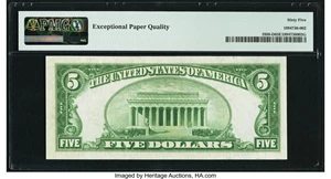 image for: Low Serial Number 77 Fr. 1950-D $5 1928 Federal Reserve Note. PMG Gem Uncirculated 65 EPQ....