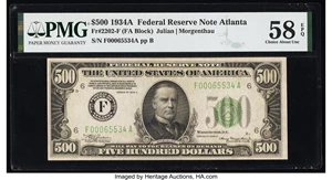 image for: Fr. 2202-F $500 1934A Federal Reserve Note. PMG Choice About Unc 58 EPQ....