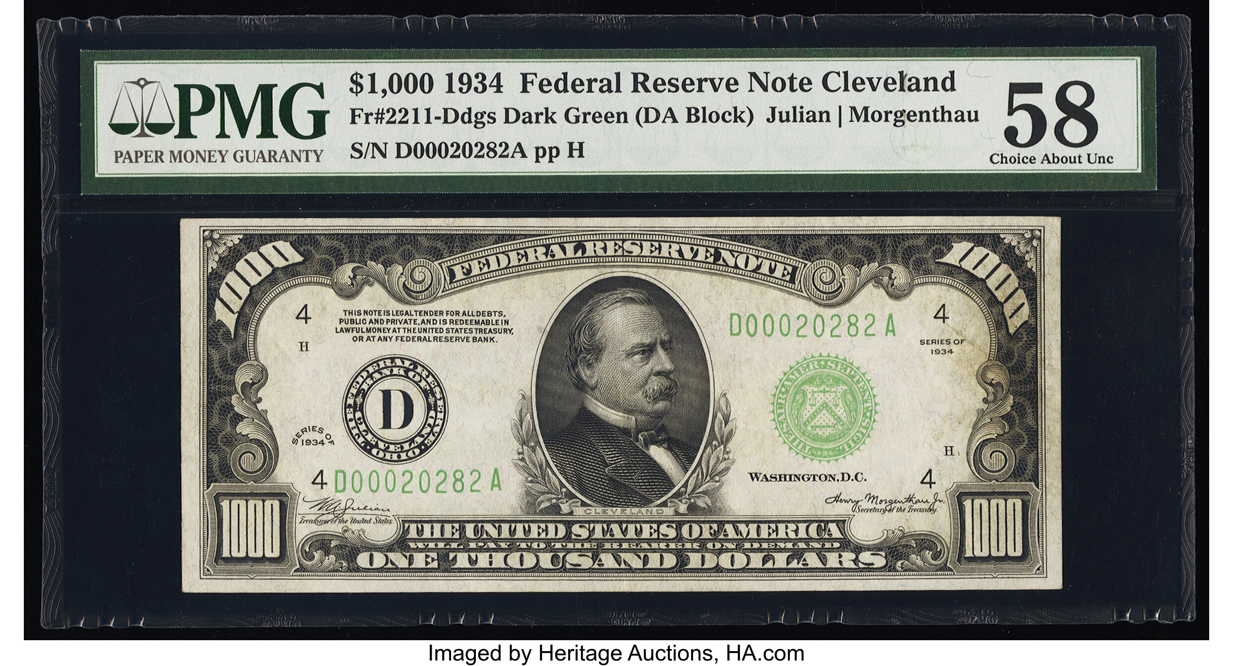 image for: Fr. 2211-D $1,000 1934 Federal Reserve Note. PMG Choice About Unc 58....
