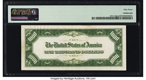 image for: Fr. 2211-J $1,000 1934 Mule Federal Reserve Note. PMG About Uncirculated 53....