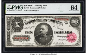 image for: Fr. 368 $10 1890 Treasury Note PMG Choice Uncirculated 64....