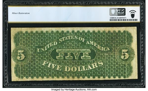 image for: Fr. 3 $5 1861 Demand Note PCGS Banknote Very Fine 25....