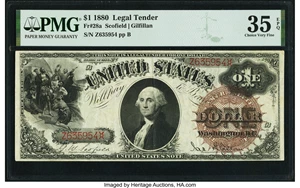 image for: Fr. 28a $1 1880 Legal Tender PMG Choice Very Fine 35 EPQ....
