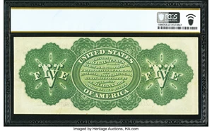 image for: Fr. 63 $5 1863 Legal Tender PCGS Banknote Choice Unc 63 PPQ....