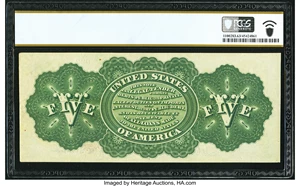 image for: Fr. 63 $5 1863 Legal Tender PCGS Banknote Choice Unc 63....