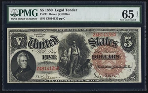 image for: Fr. 71 $5 1880 Legal Tender PMG Gem Uncirculated 65 EPQ....