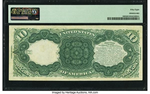 image for: Fr. 100 $10 1880 Legal Tender PMG Choice About Unc 58....