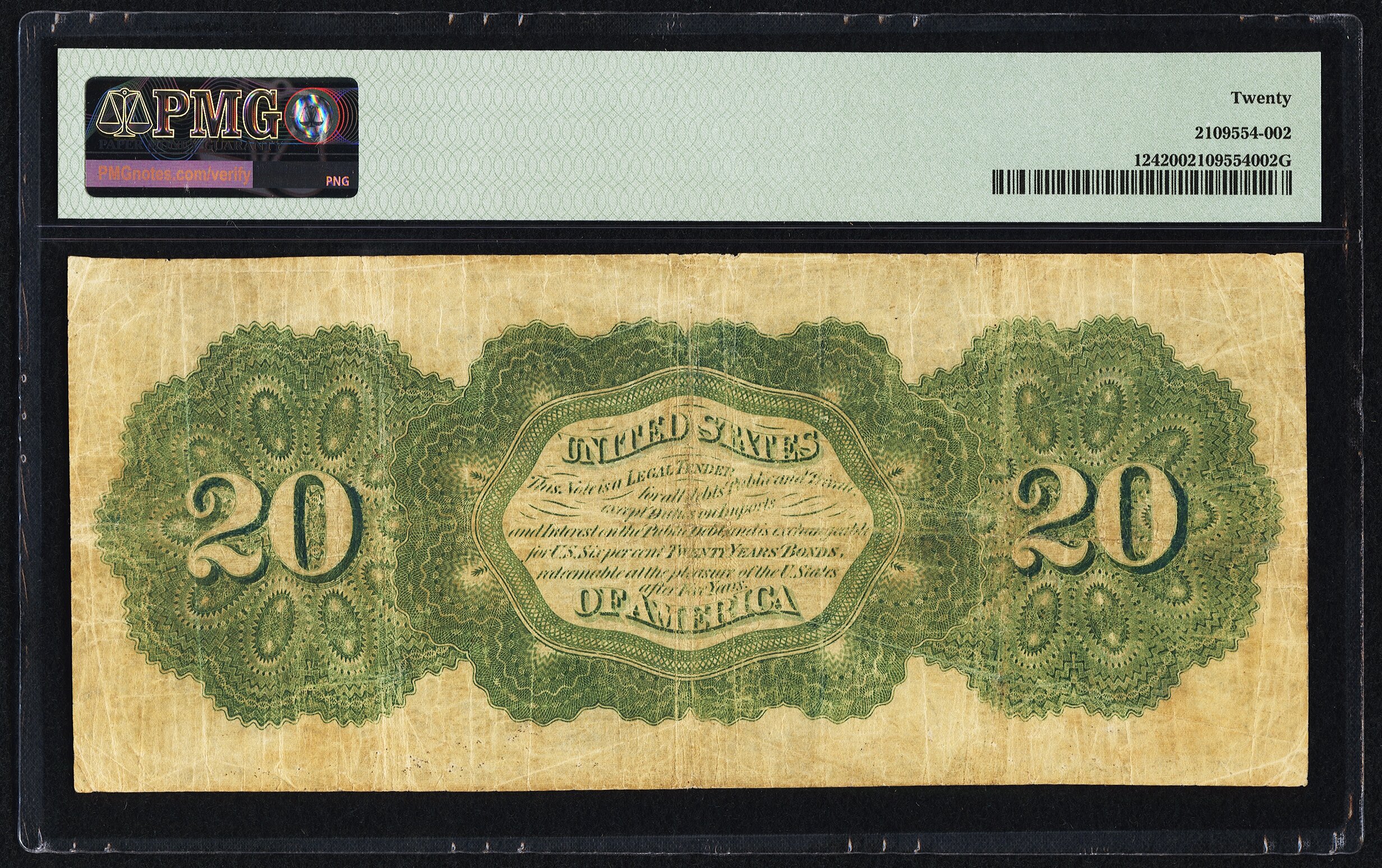 image for: Fr. 124 $20 1862 Legal Tender PMG Very Fine 20....