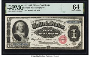 image for: Fr. 216 $1 1886 Silver Certificate PMG Choice Uncirculated 64....