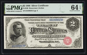 image for: Fr. 240 $2 1886 Silver Certificate PMG Choice Uncirculated 64 EPQ....