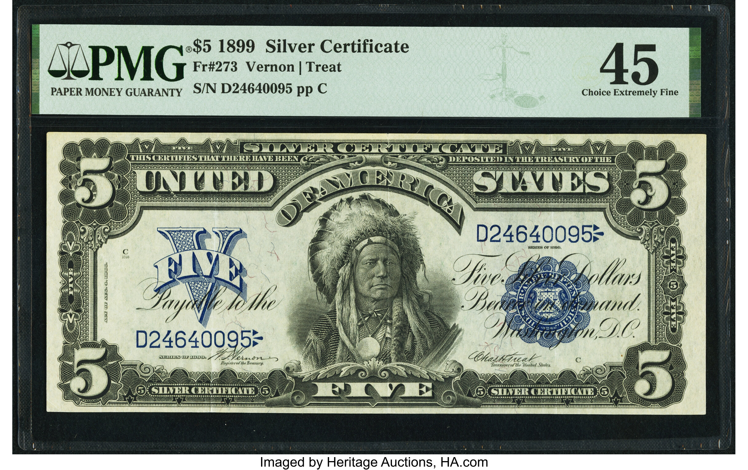 image for: Fr. 273 $5 1899 Silver Certificate PMG Choice Extremely Fine 45....