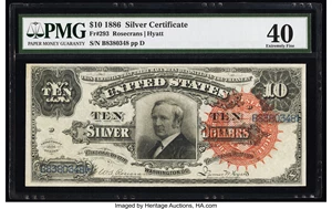 image for: Fr. 293 $10 1886 Silver Certificate PMG Extremely Fine 40....